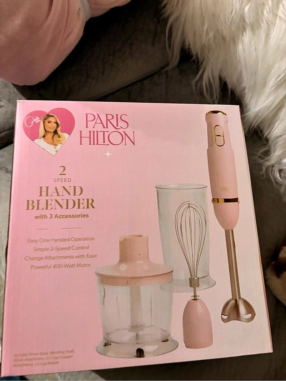 Paris Hilton Hand Blender Set, 3-in-1 Immersion Blender with Whisk, Blending &